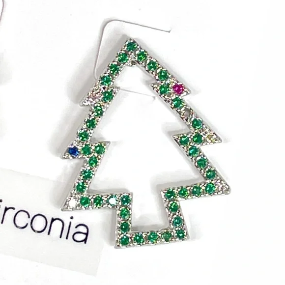 Betsey Johnson Christmas Tree Earrings, Green - Picture 3 of 5